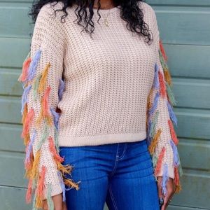 Cream fringe sweater